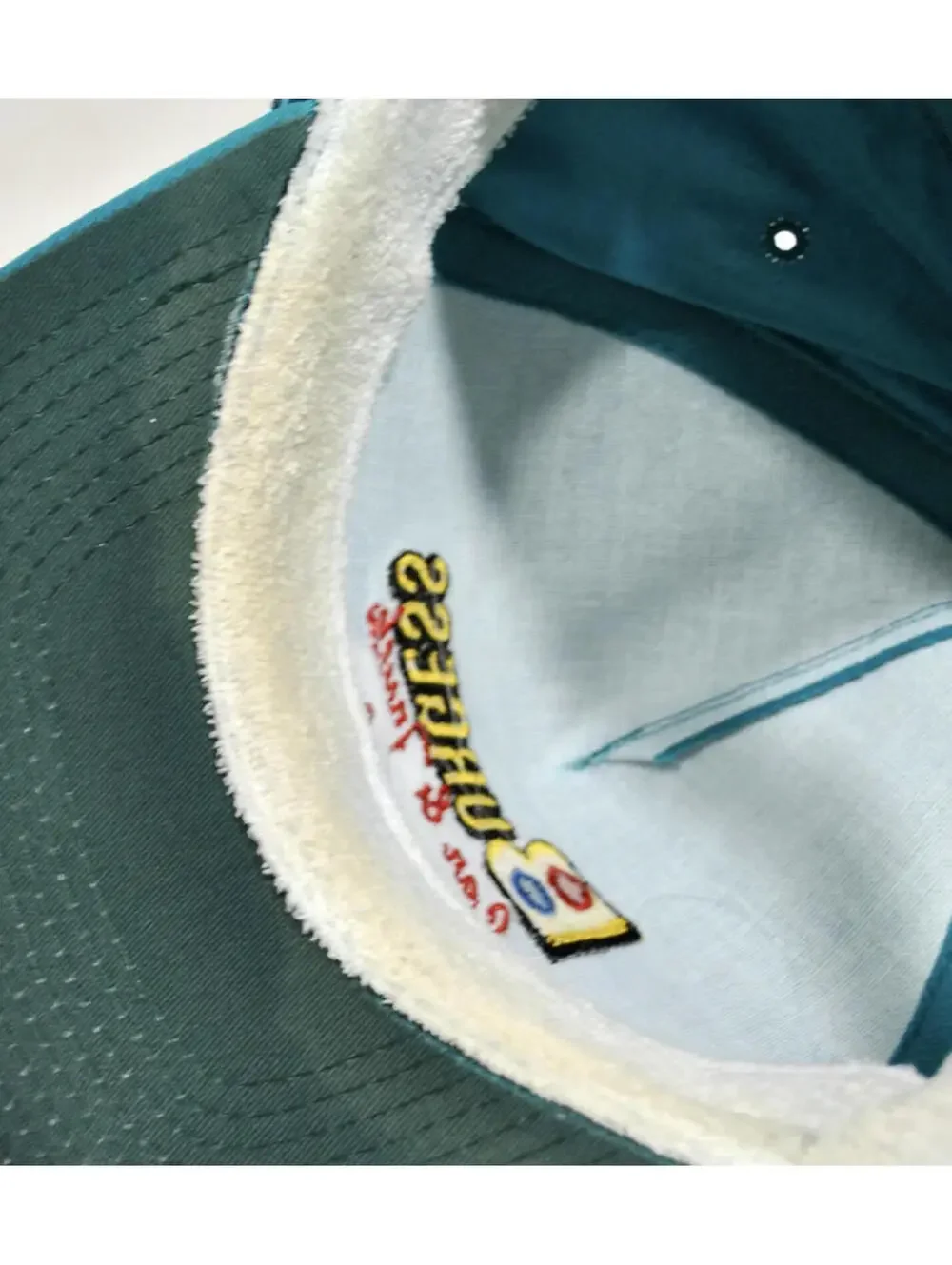 Vintage Burgess Car & Truck Service 90s Blue Cap Leather Strap Hat
